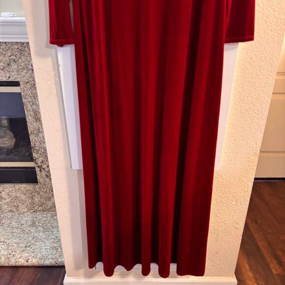 Soft Surroundings Red Velvet Scoop Neck Long Sleeve Maxi Sheath Dress Size XL - Picture 5 of 6